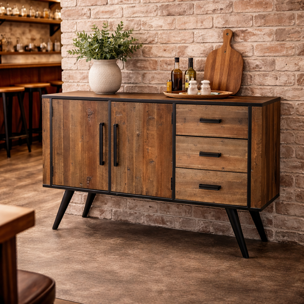 MF Rio Recycled Timber Metal Legs 2 Door 3 Drawer Sideboard