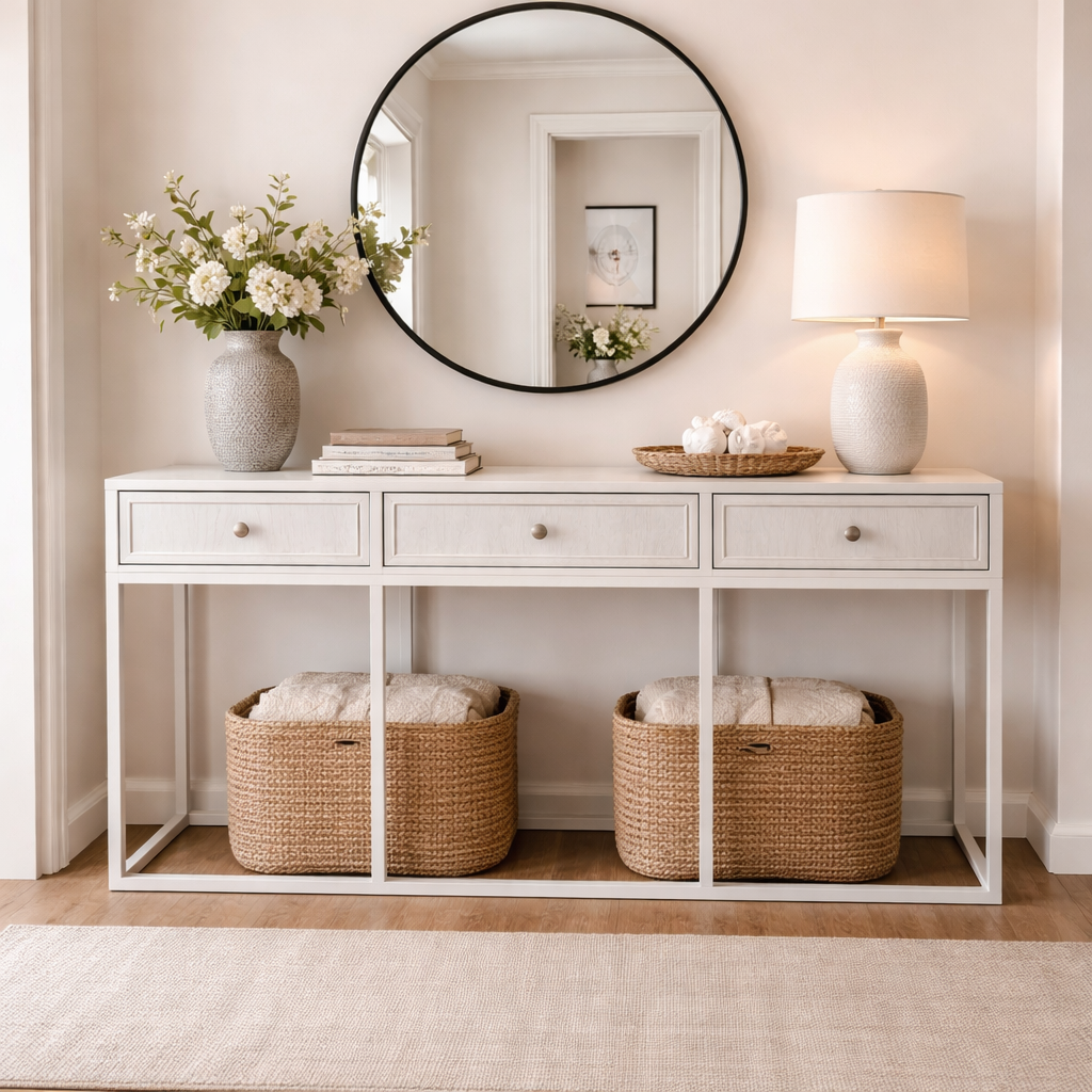 MF Tubetti Metal Base 3 Drawer Console Table