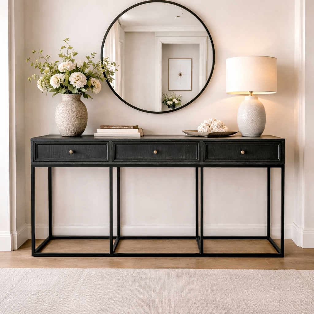 MF Tubetti Metal Base 3 Drawer Console Table
