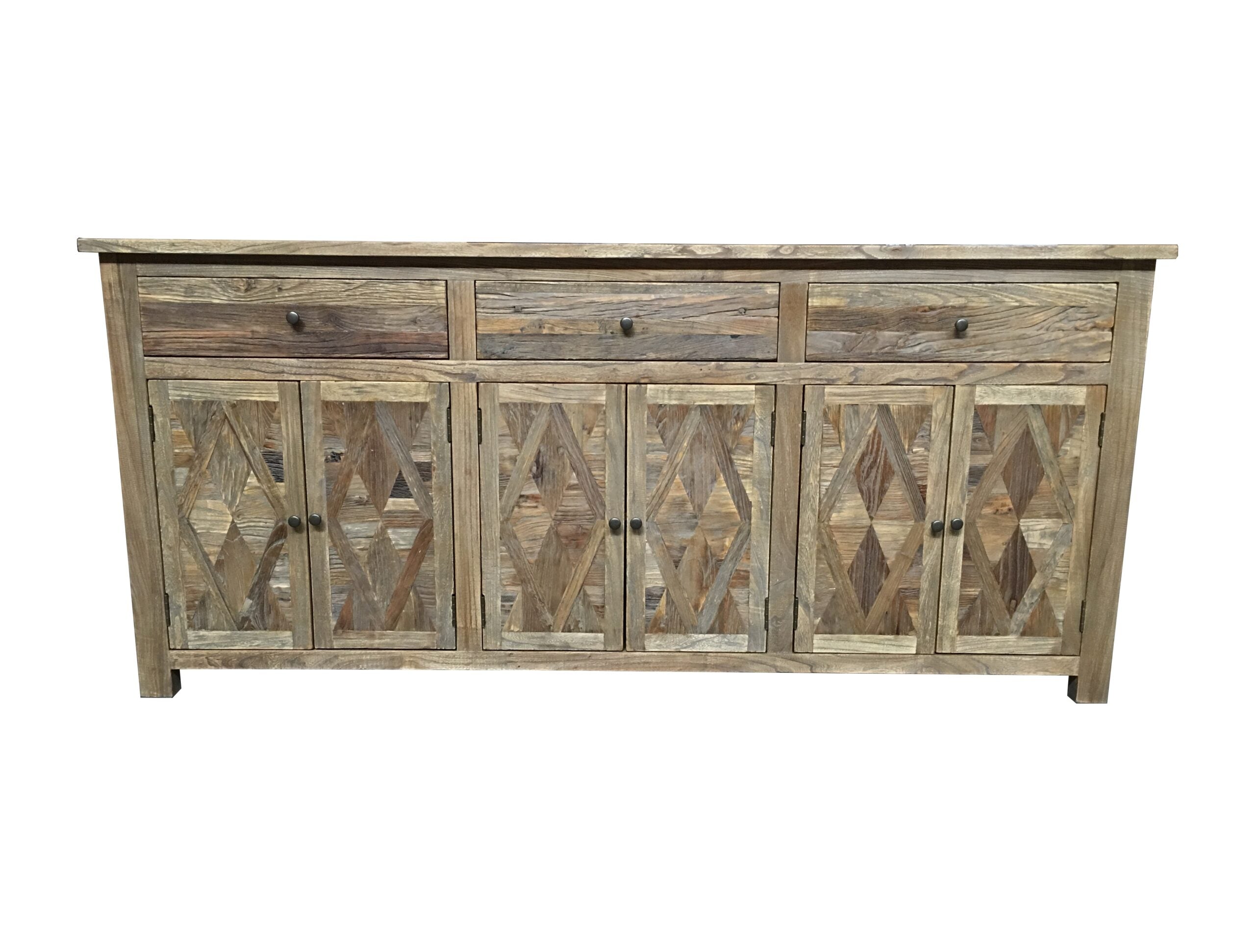 MF Parco Solid Timber Parquetry Pattern 3 Drawer 6 Door Buffet
