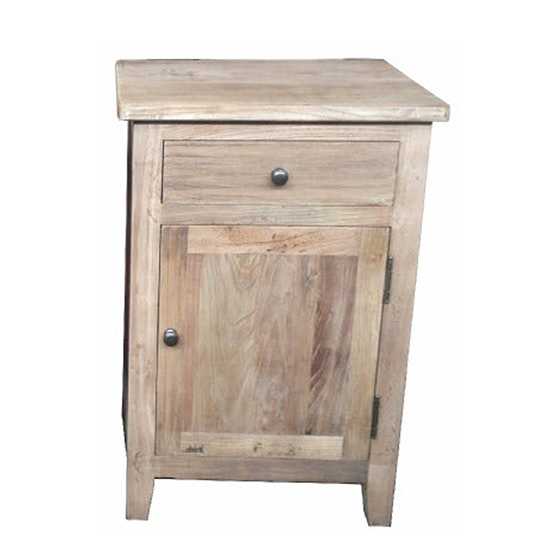 MF Recycled Elm Timber 1 Drawer 1 Door Bedside Cabinet