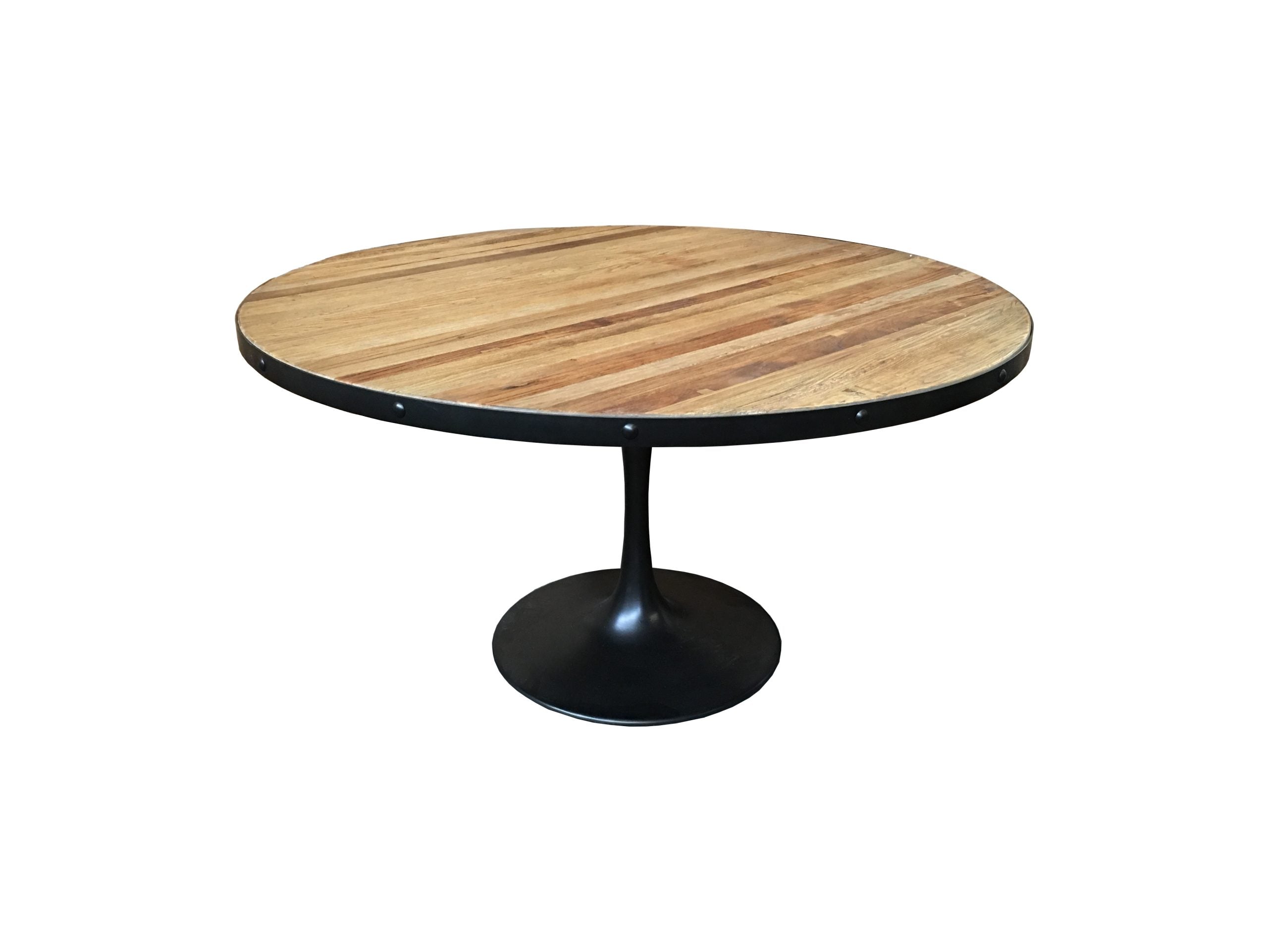 MF Mason Timber Top Metal Base Round Dining Table