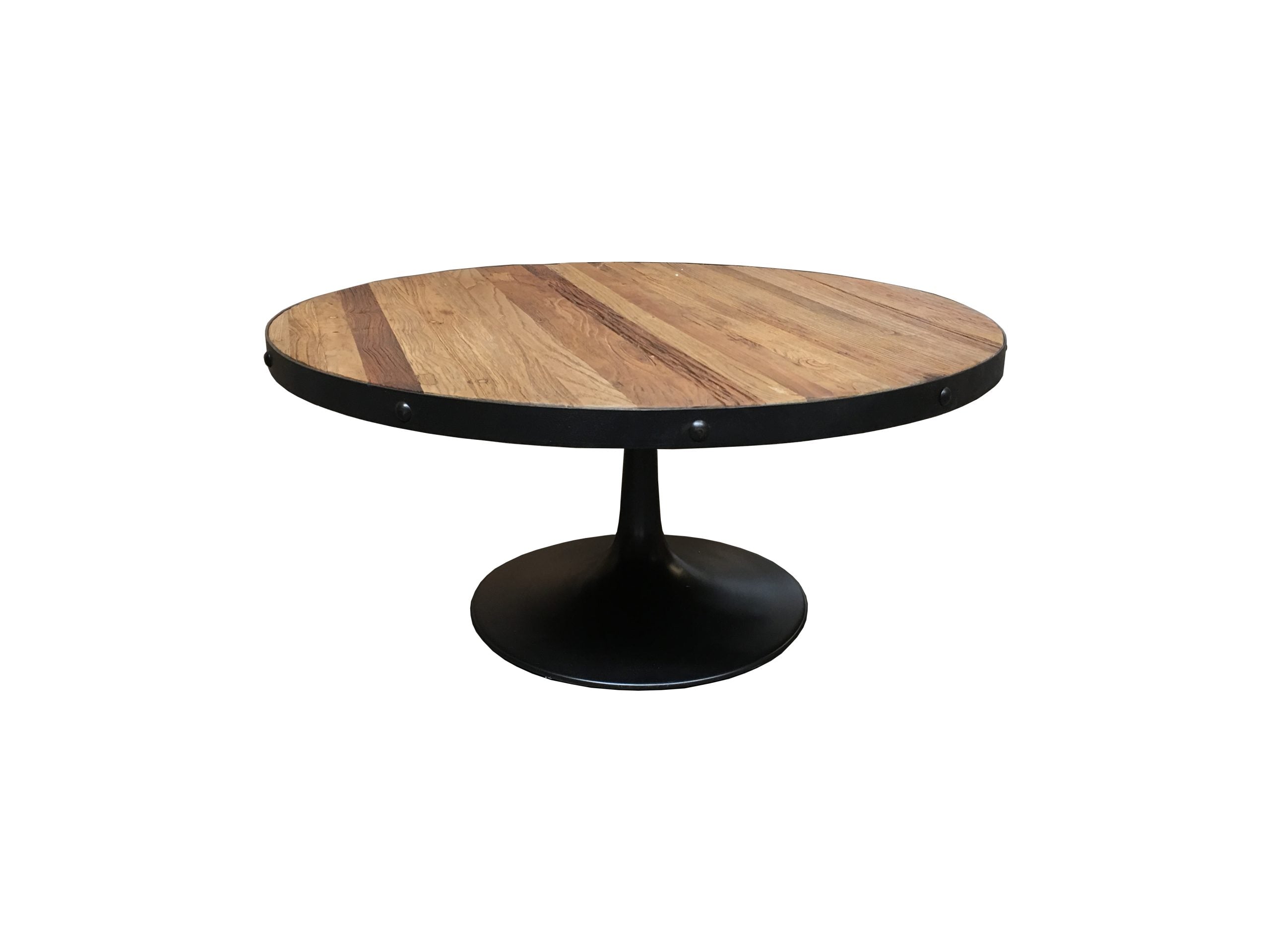 MF Mason Timber Top Metal Base Round Coffee Table
