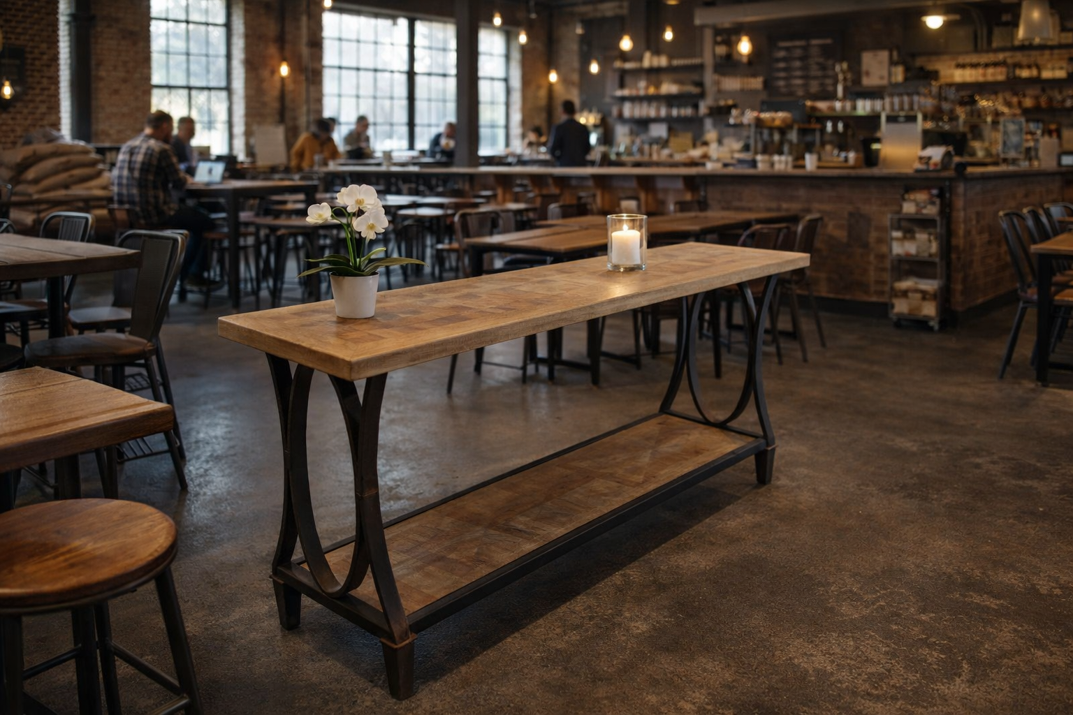 MF Bourke Recycled Elm Timber Hall Table with Shelf