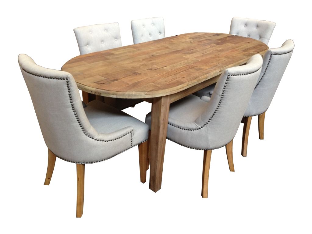 MF Villa Tapered Leg Recycled Elm Timber Dining Table