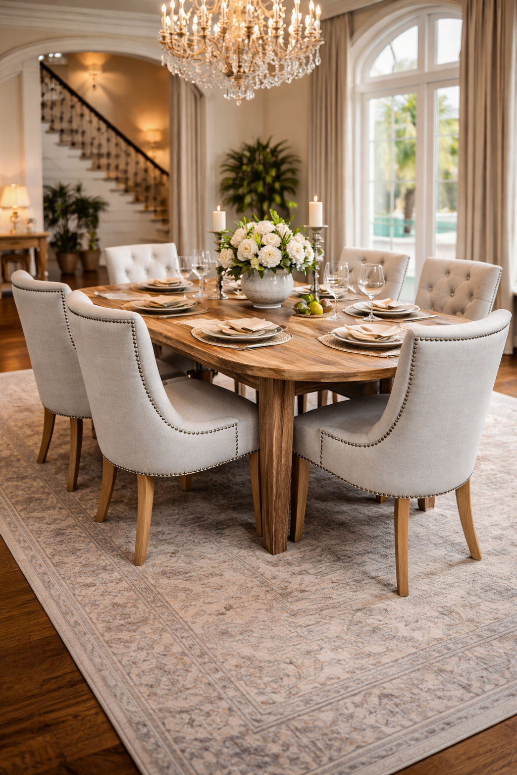 MF Villa Tapered Leg Recycled Elm Timber Dining Table
