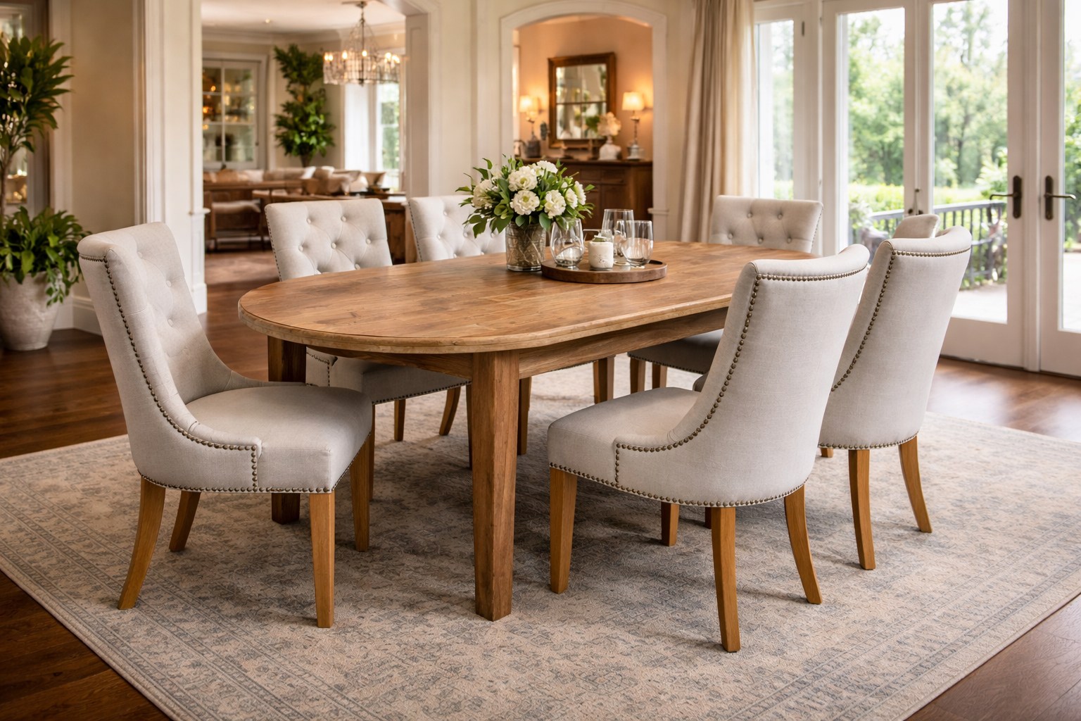 MF Villa Tapered Leg Recycled Elm Timber Dining Table