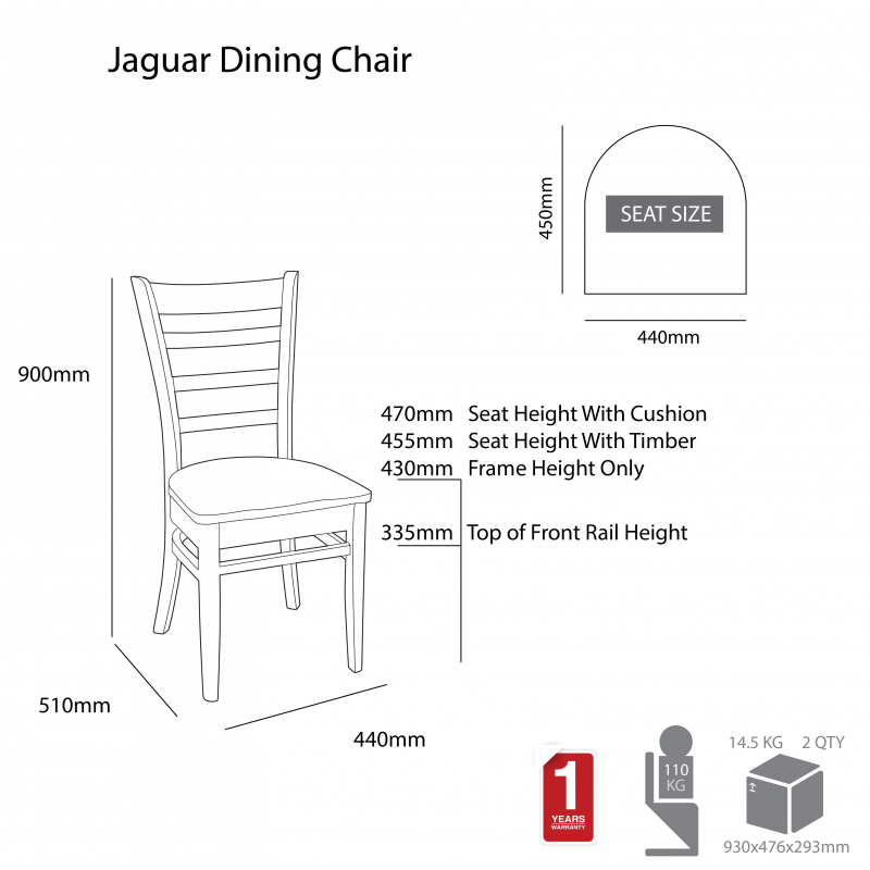 MA Jaguar Dining Chair With Timber Seat