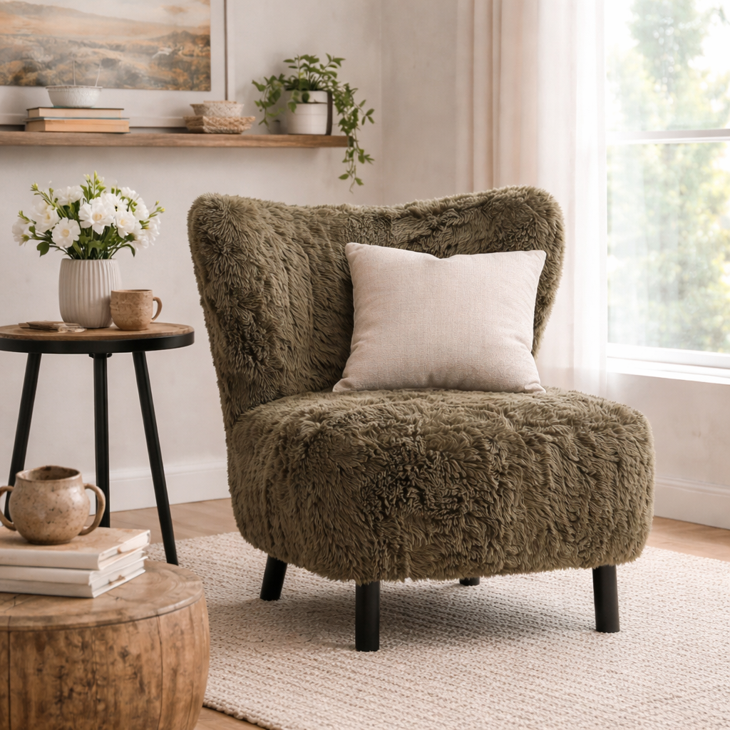 CR Bodhi PU Leather Upholstered Timber Leg Accent Chair