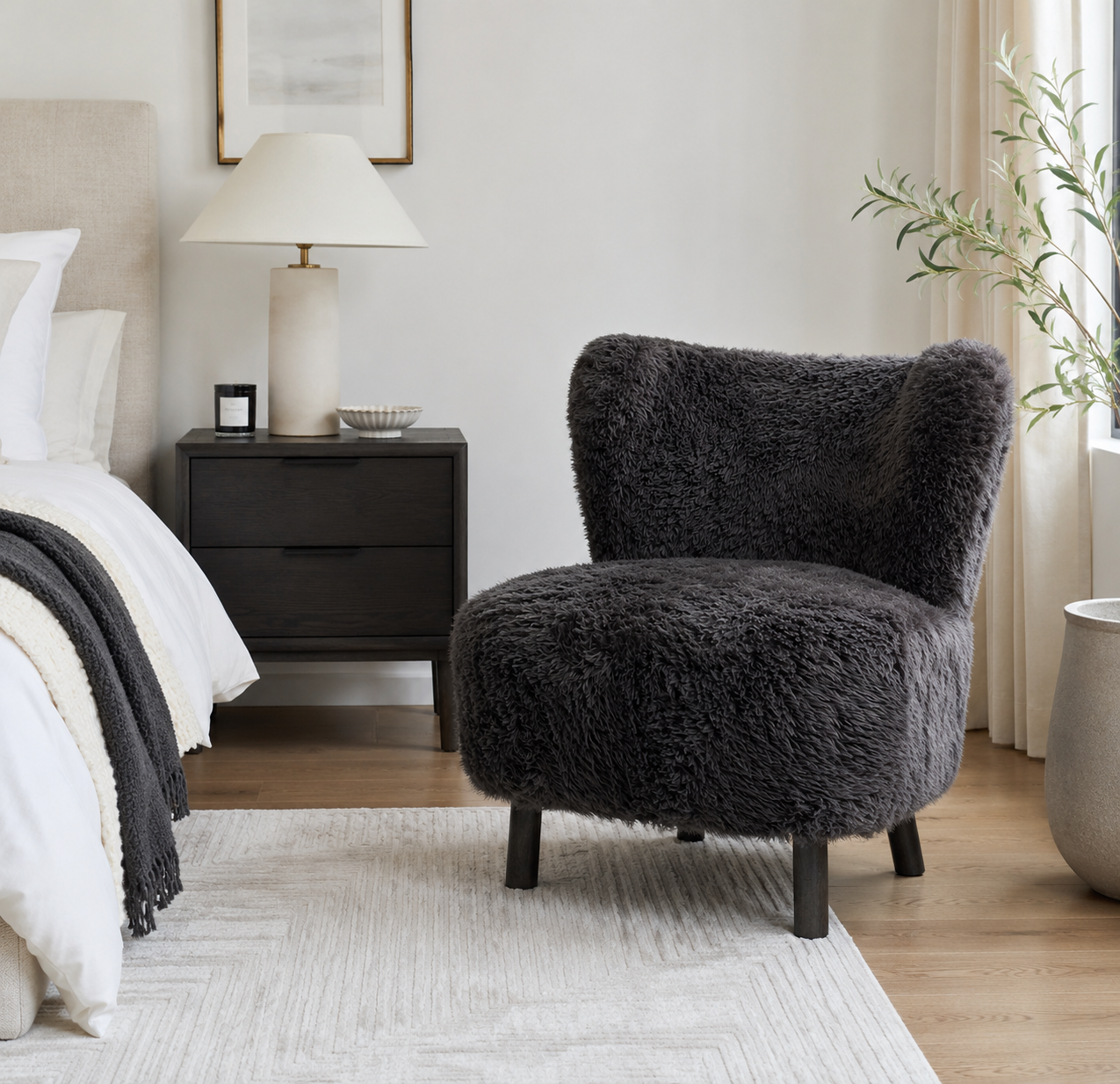 CR Bodhi PU Leather Upholstered Timber Leg Accent Chair