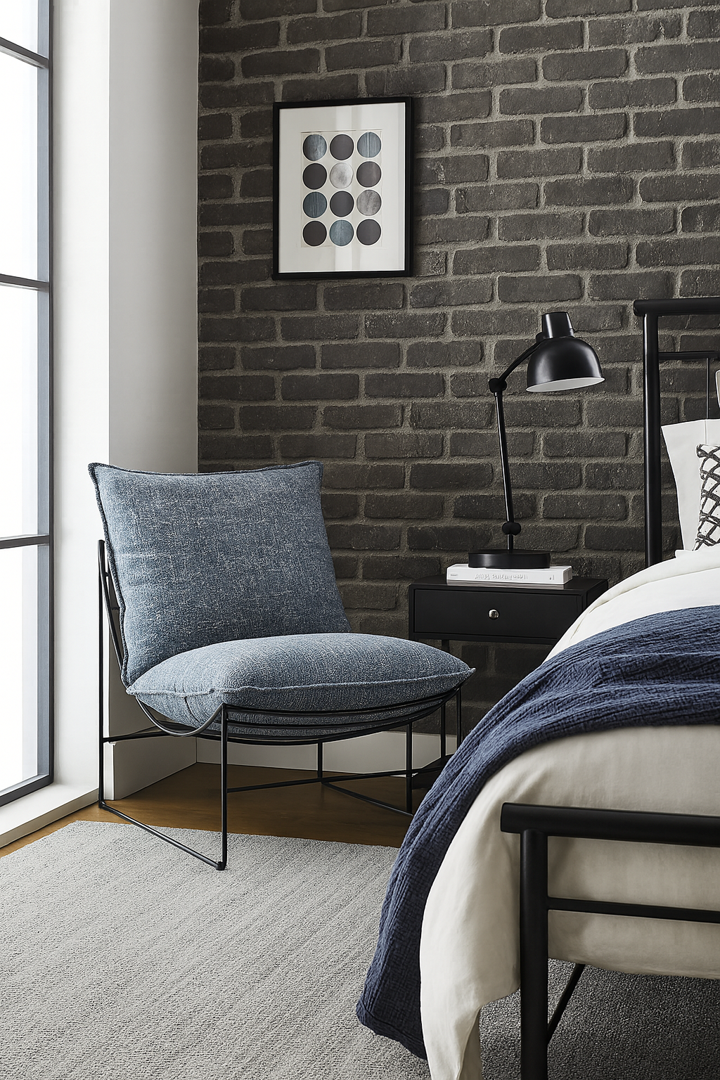 CR Drew Fabric Upholstered Metal Leg Chair