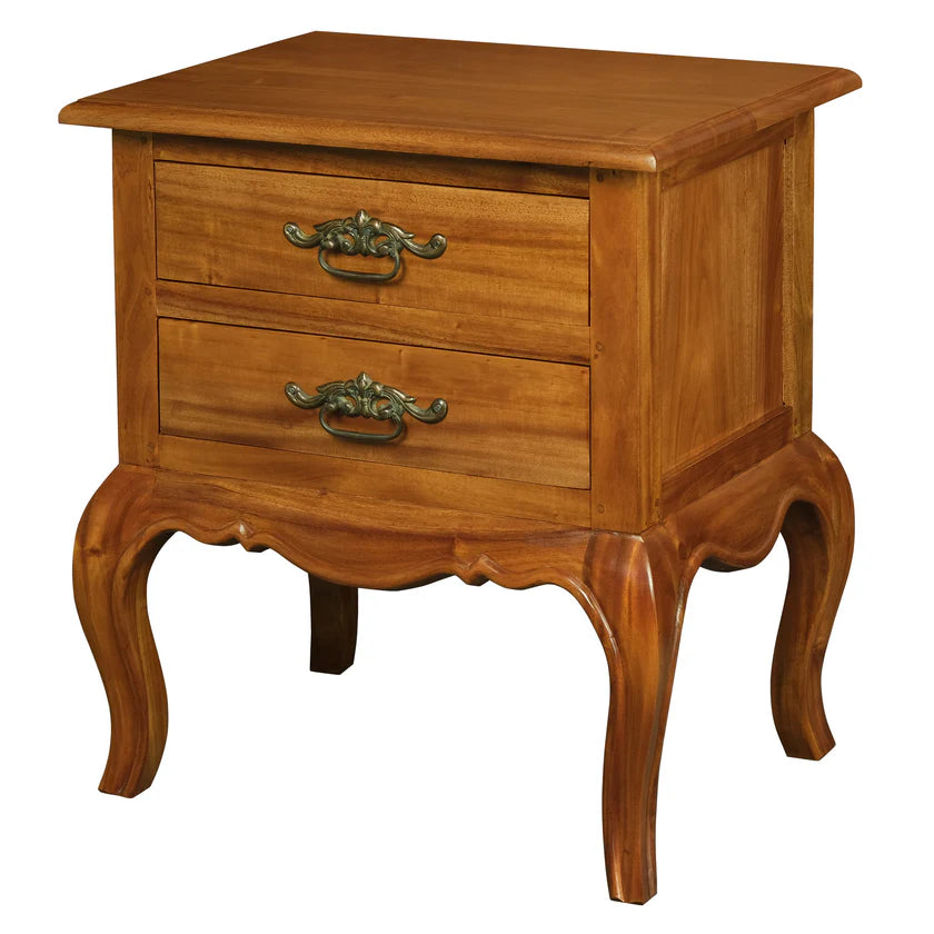 CT French Provincial Solid Timber 2 Drawer Lamp Table