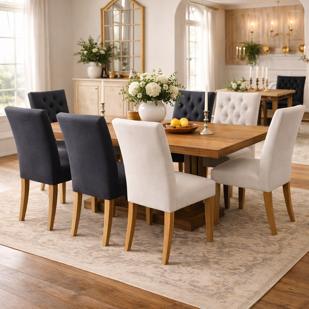 MF Santino Fabric Upholstered Timber Leg Dining Chair