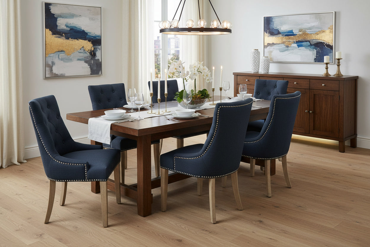 MF Monte Fabric Upholstered Timber Leg Dining Chair