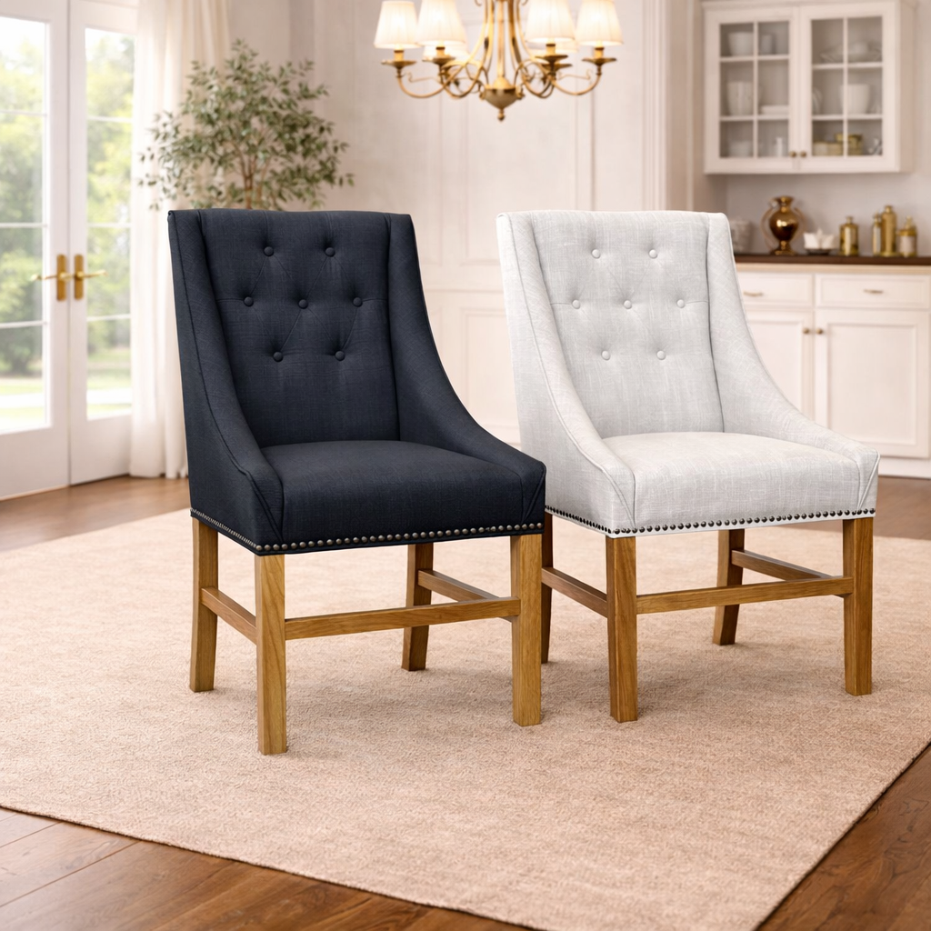 MF Hennessy Fabric Upholstered Timber Leg Dining Chair