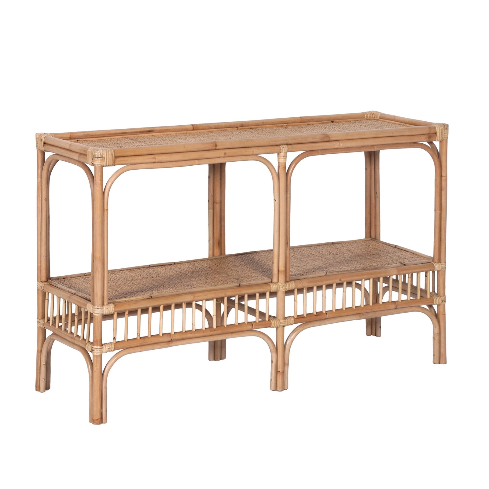 TJ Laguna Rattan Console Table with Shelf