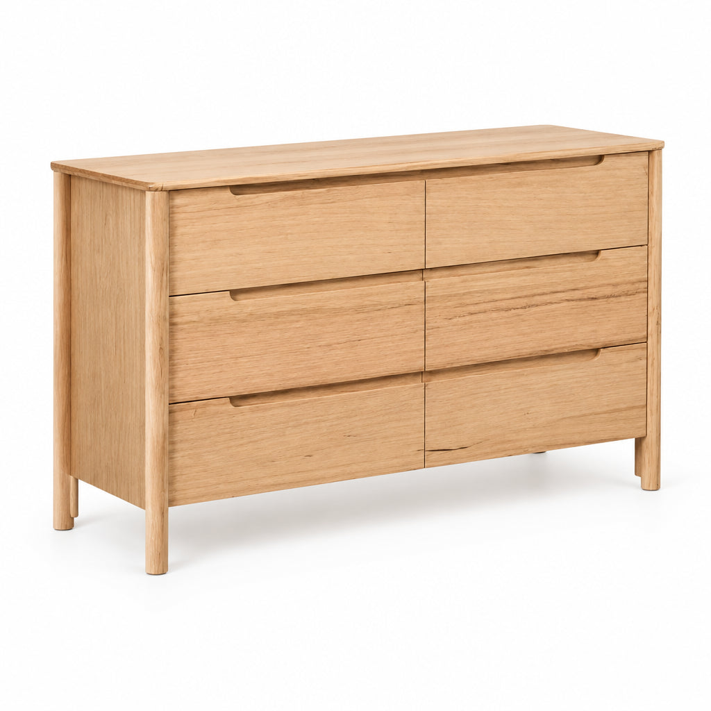 MD Laura Solid Timber 6 Drawer Low Chest of Drawers