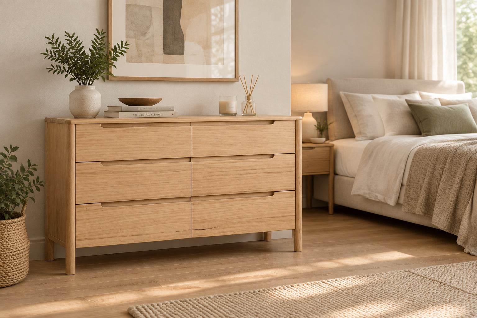 MD Laura Solid Timber 6 Drawer Low Chest of Drawers