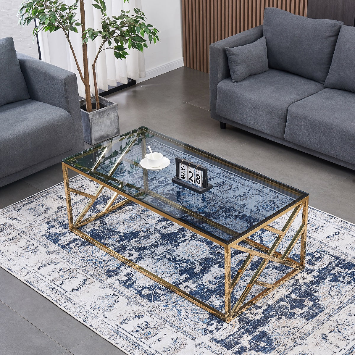 BT Luna Gold Glass Top Coffee Table
