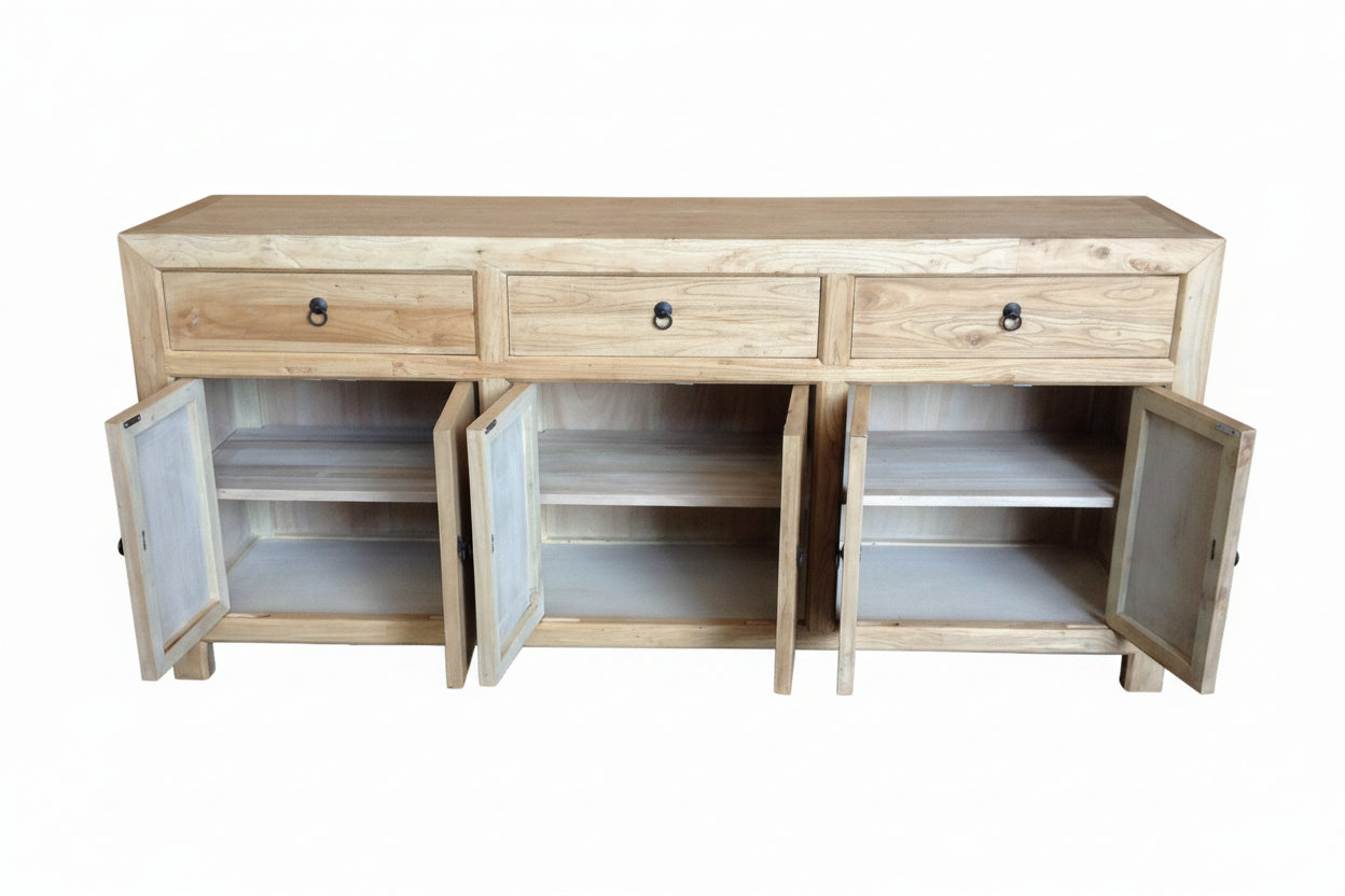 MF Chinese Antique Reproduction Recycled Timber 3 Drawer 6 Door Sideboard