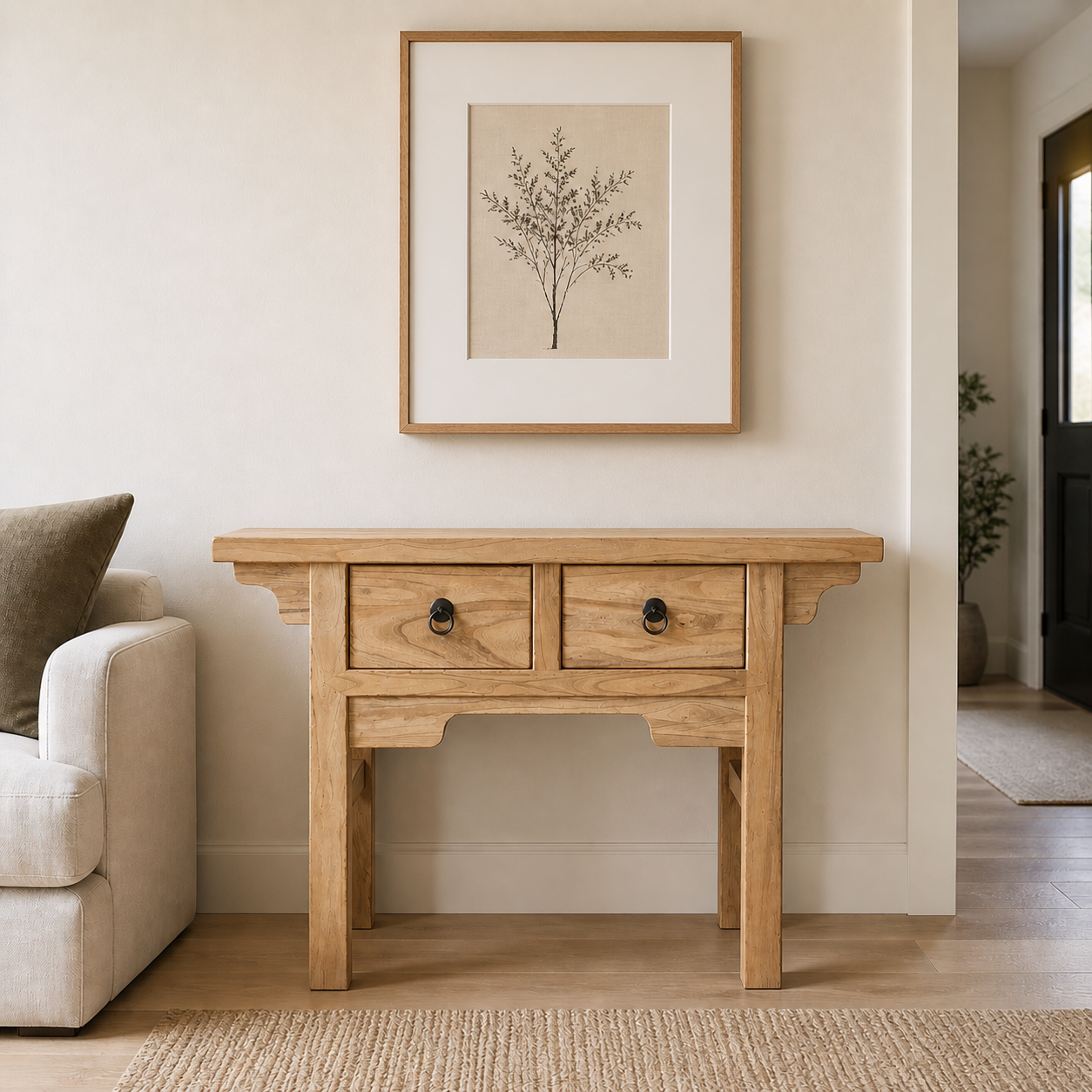 MF Chinese Antique Reproduction Recycled Timber 2 Drawer Hall Table