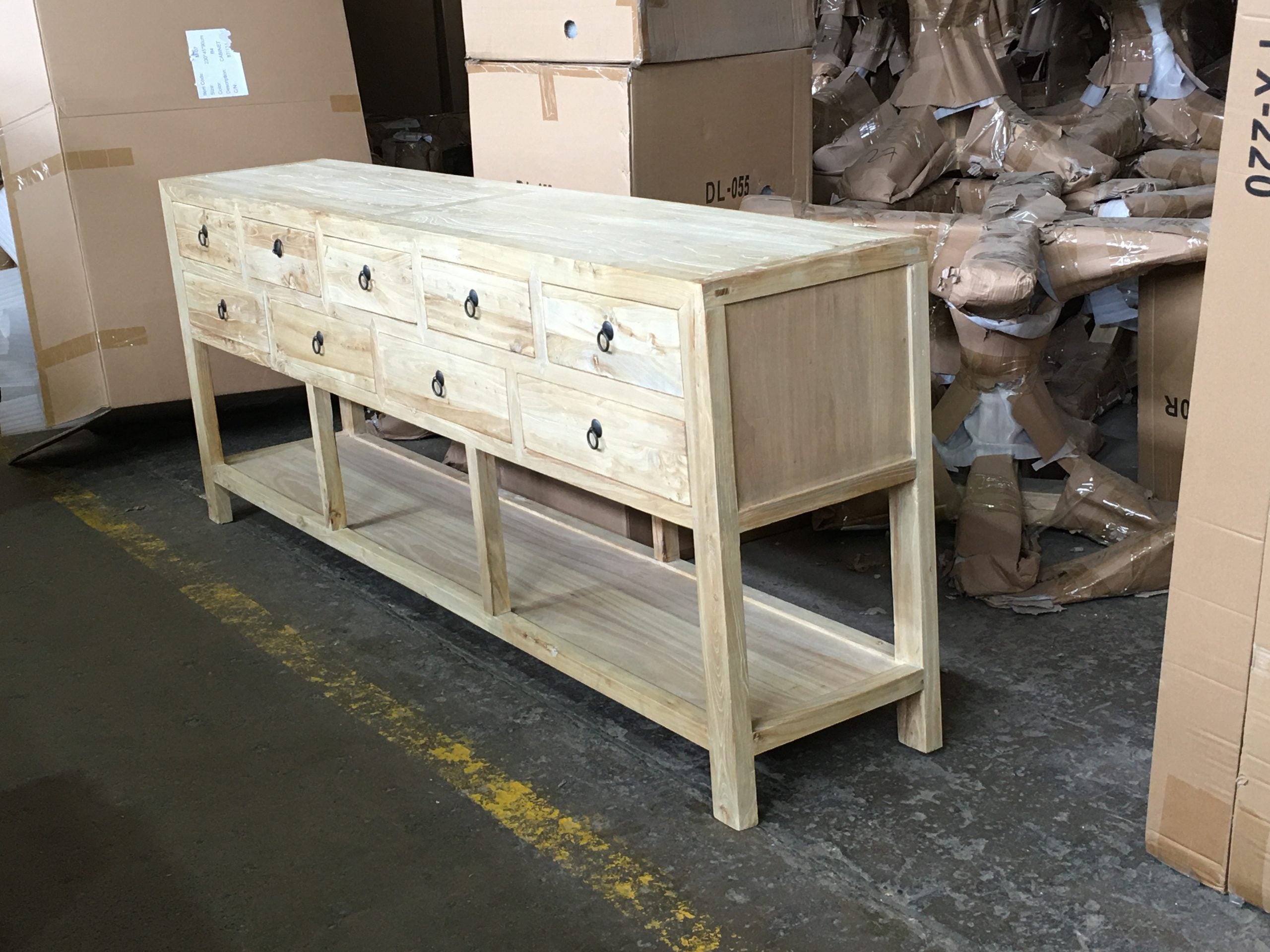 MF Chinese Antique Reproduction 9-Drawer Hall Table with Shelf