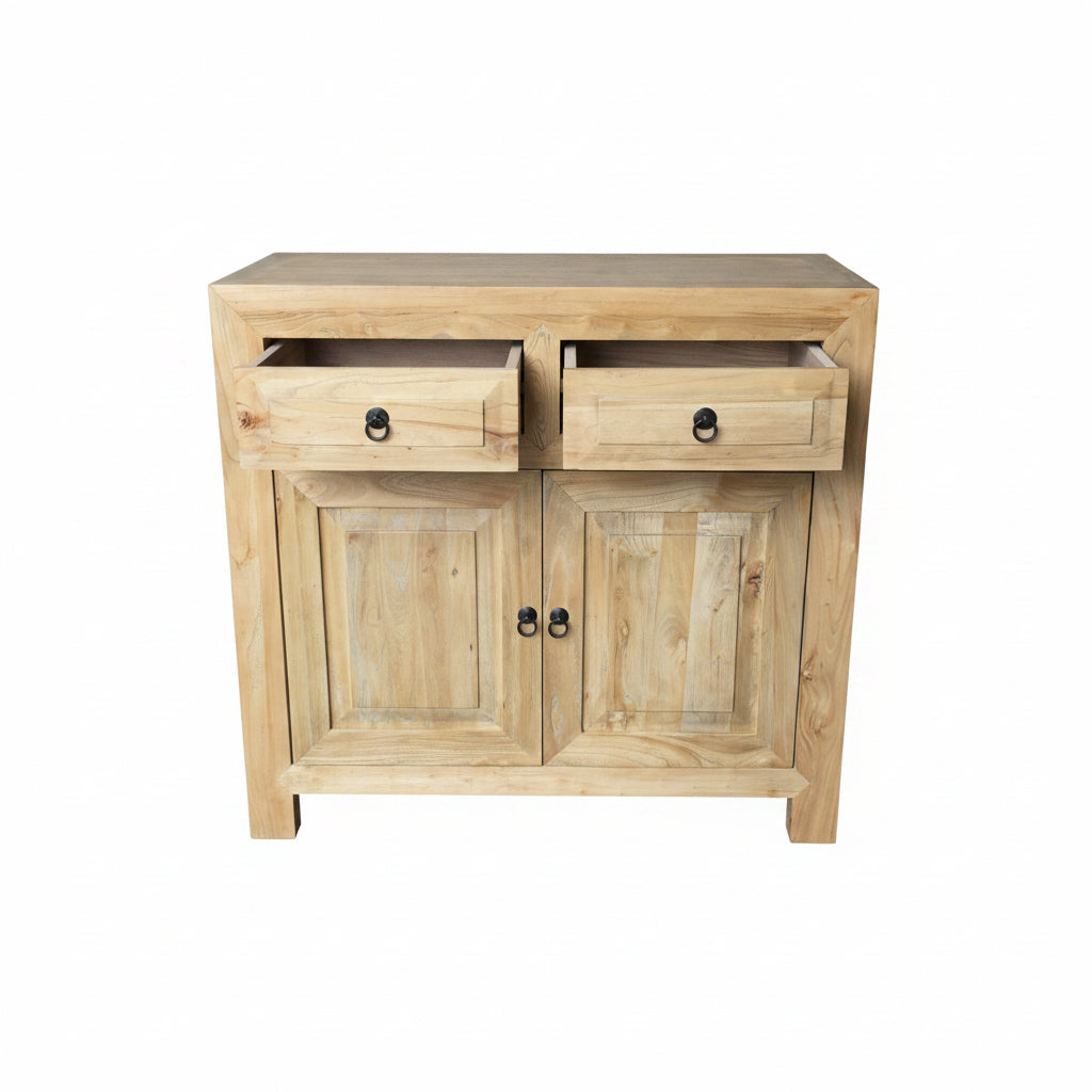 MF Chinese Antique Reproduction Recycled Timber 2 Door 2 Drawer Cabinets