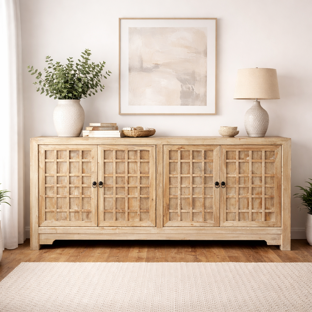 MF Chinese Antique Reproduction Recycled Timber 4 Door Buffet - 180cm