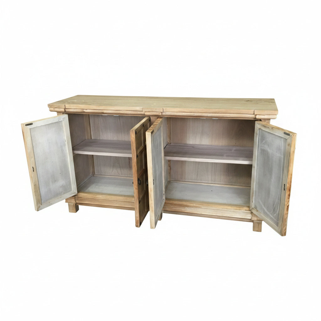MF Chinese Antique Reproduction Recycled Timber 4 Door Buffet - 160cm