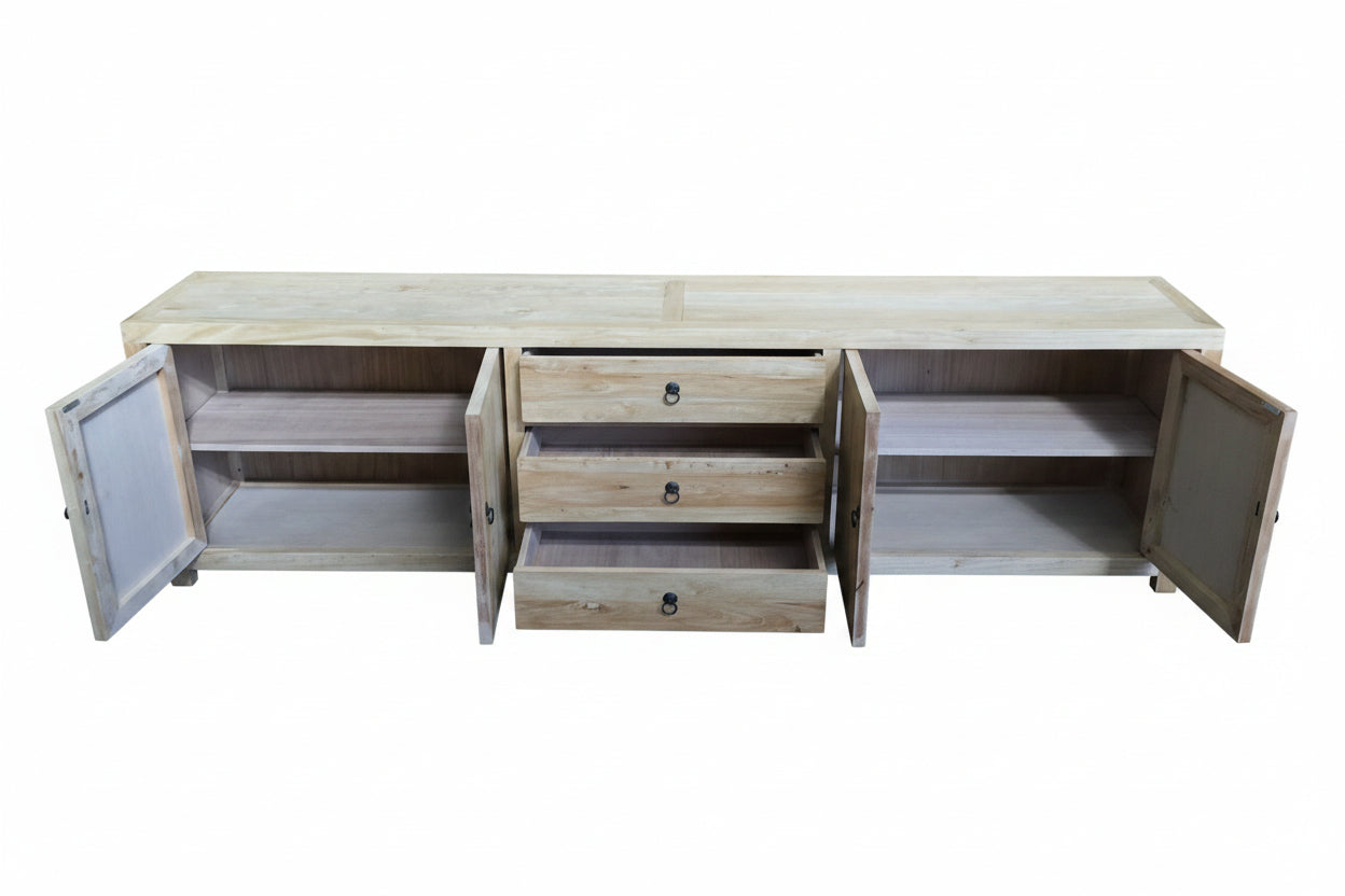 MF Chinese Antique Reproduction Recycled Timber 4 Door 3 Drawer TV Unit 250cm