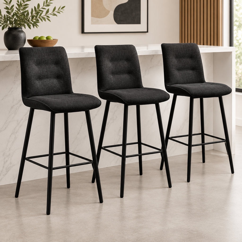 MD Poissy Fabric Upholstered Bar Stool - Midnight