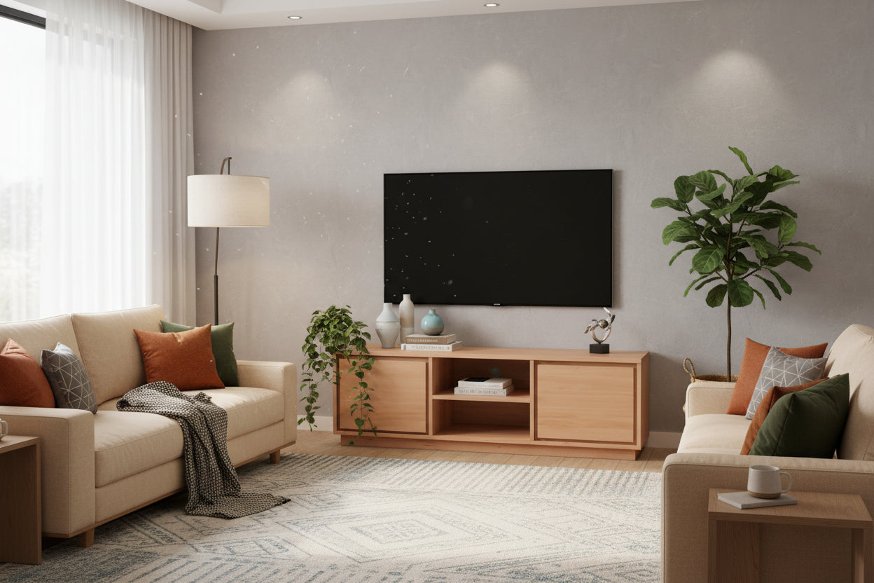MD Moni Solid Timber 2 Door 1 Niche TV Unit