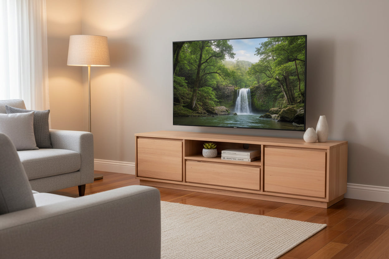 MD Moni Solid Timber 2 Door 1 Drawer TV Unit