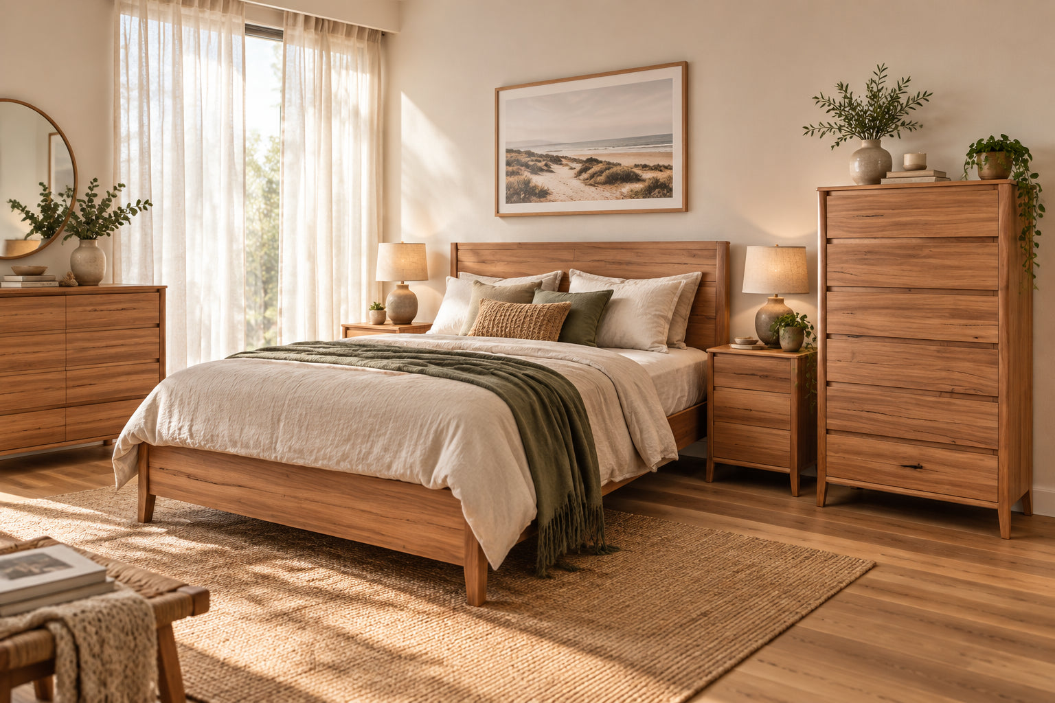 MD Sevres Marri Timber 5 Drawer Tallboy