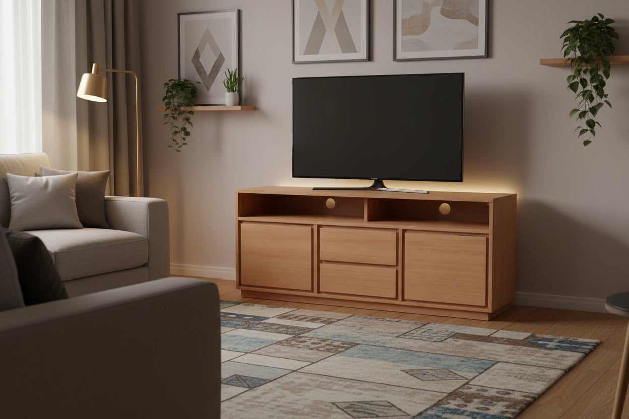 MD Moni Solid Timber 2 Door 2 Drawer TV Unit