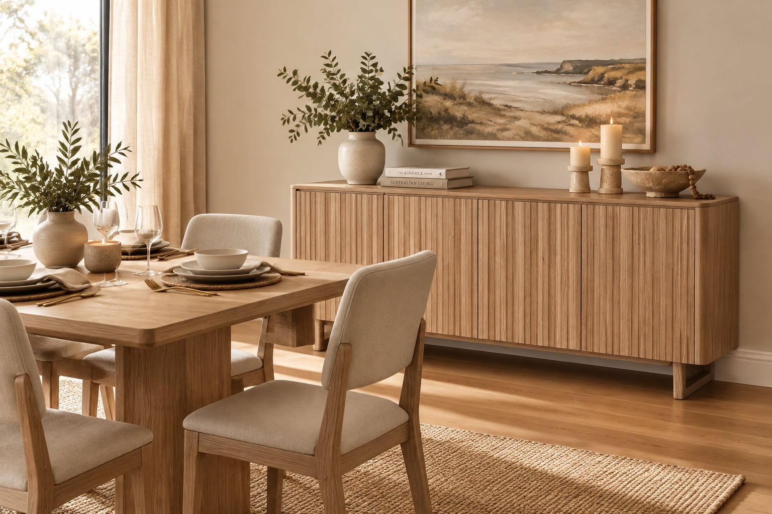 MD Oscar Solid Timber 4 Door Buffet