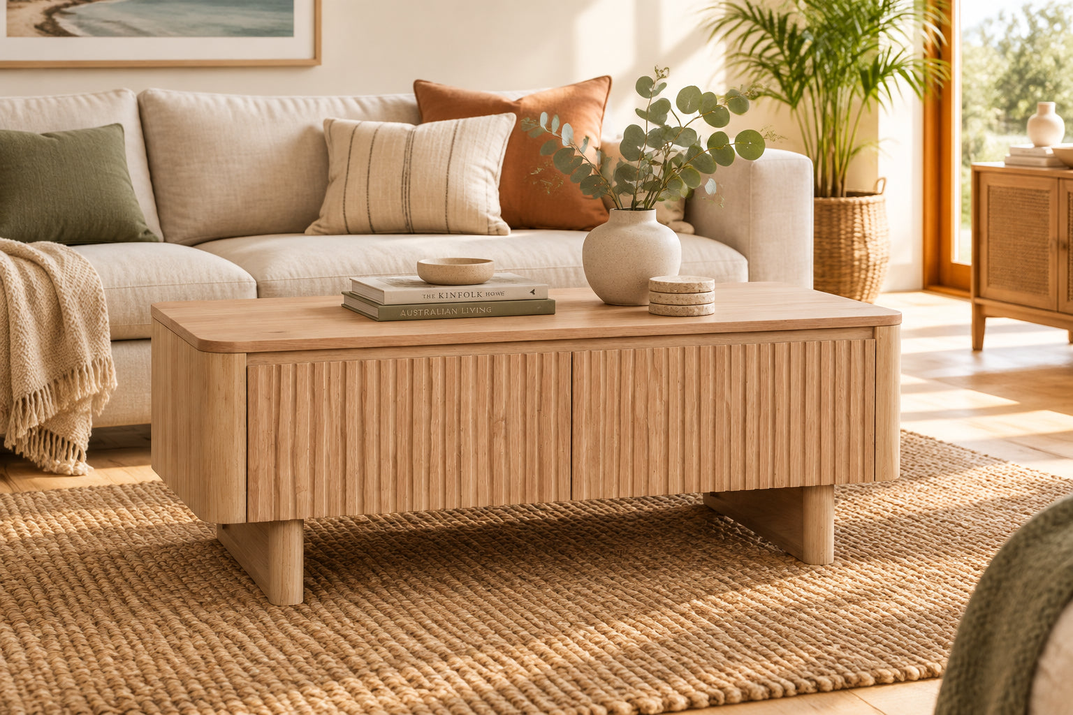 MD Oscar Solid Timber 2 Drawer Coffee Table
