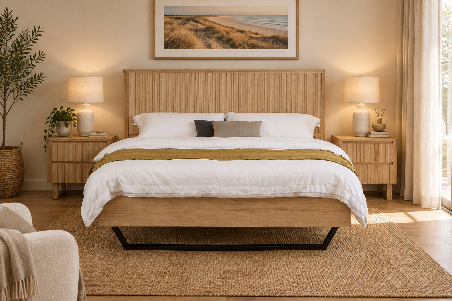 MD Oscar Solid Timber Bed in Natural Finish