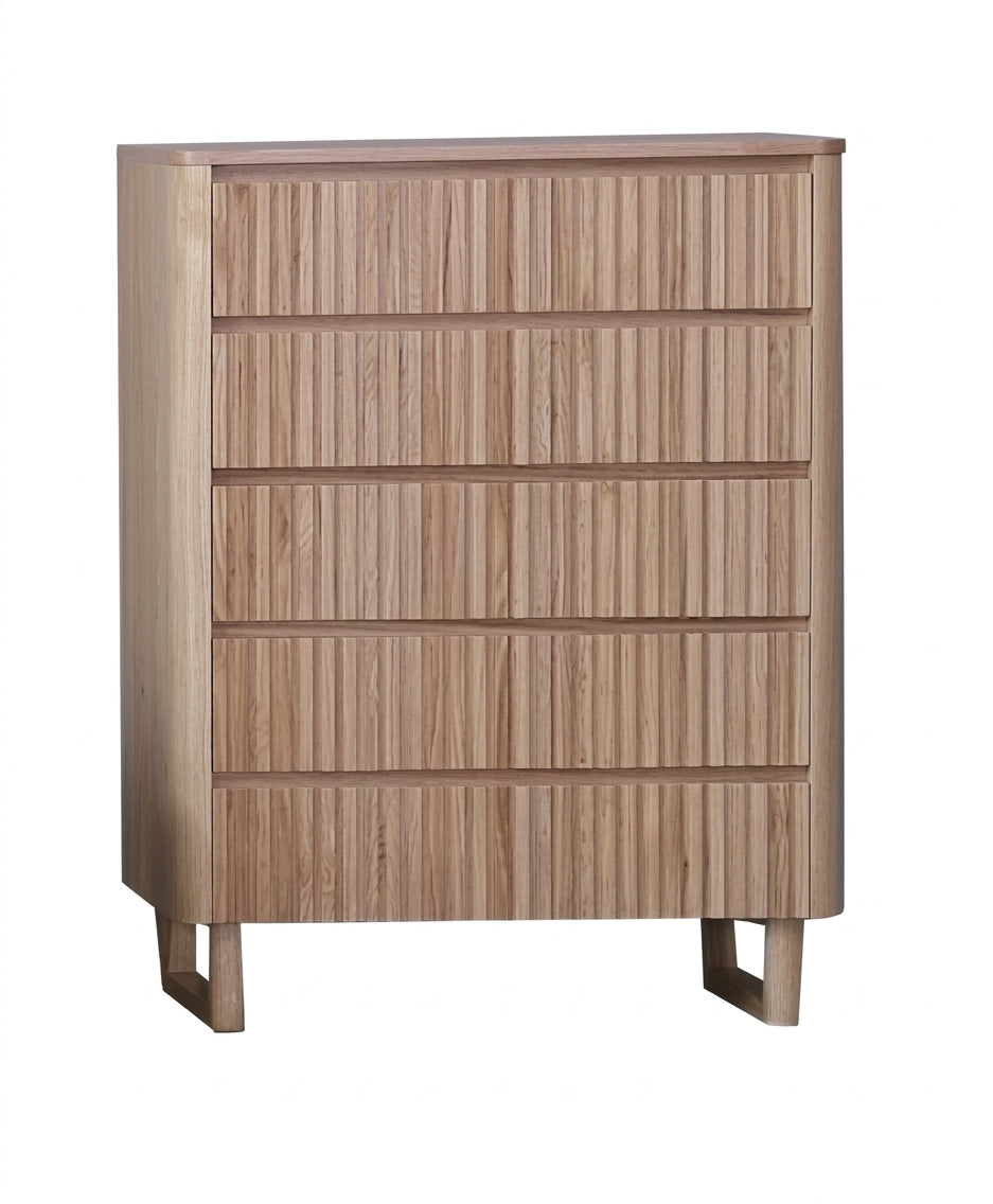 MD Oscar Solid Timber 5 Drawer Tallboy