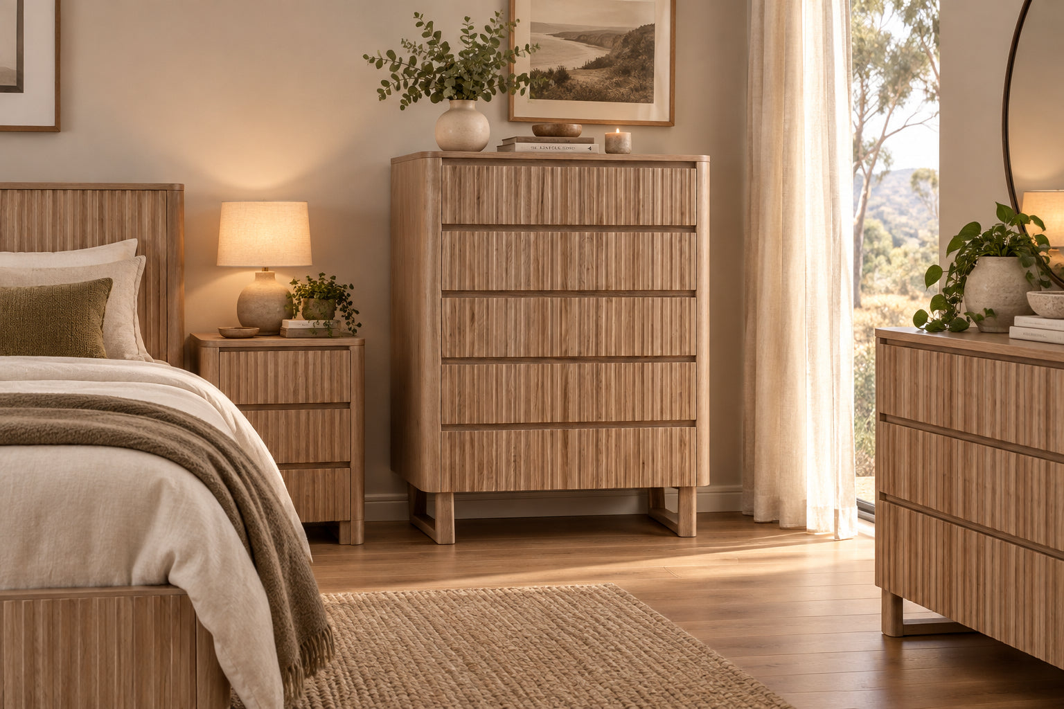 MD Oscar Solid Timber 5 Drawer Tallboy