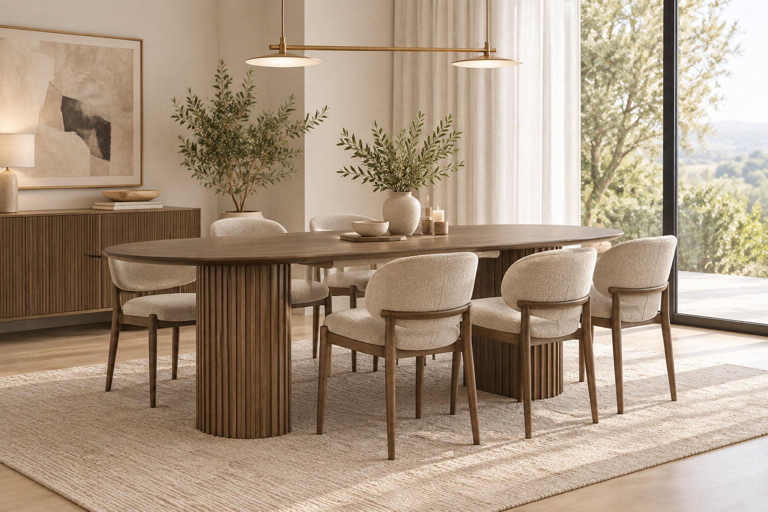 MD Hobart Solid Timber 2.1 Meter D End Dining Table