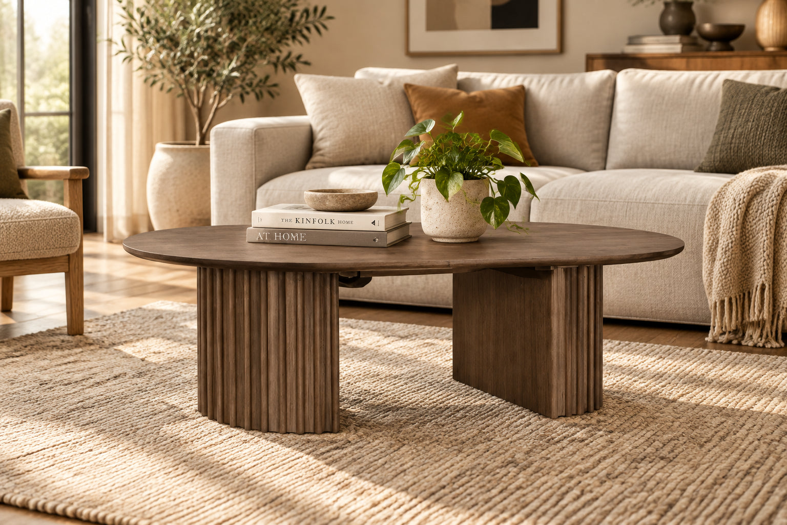 MD Hobart Solid Timber D End Coffee Table