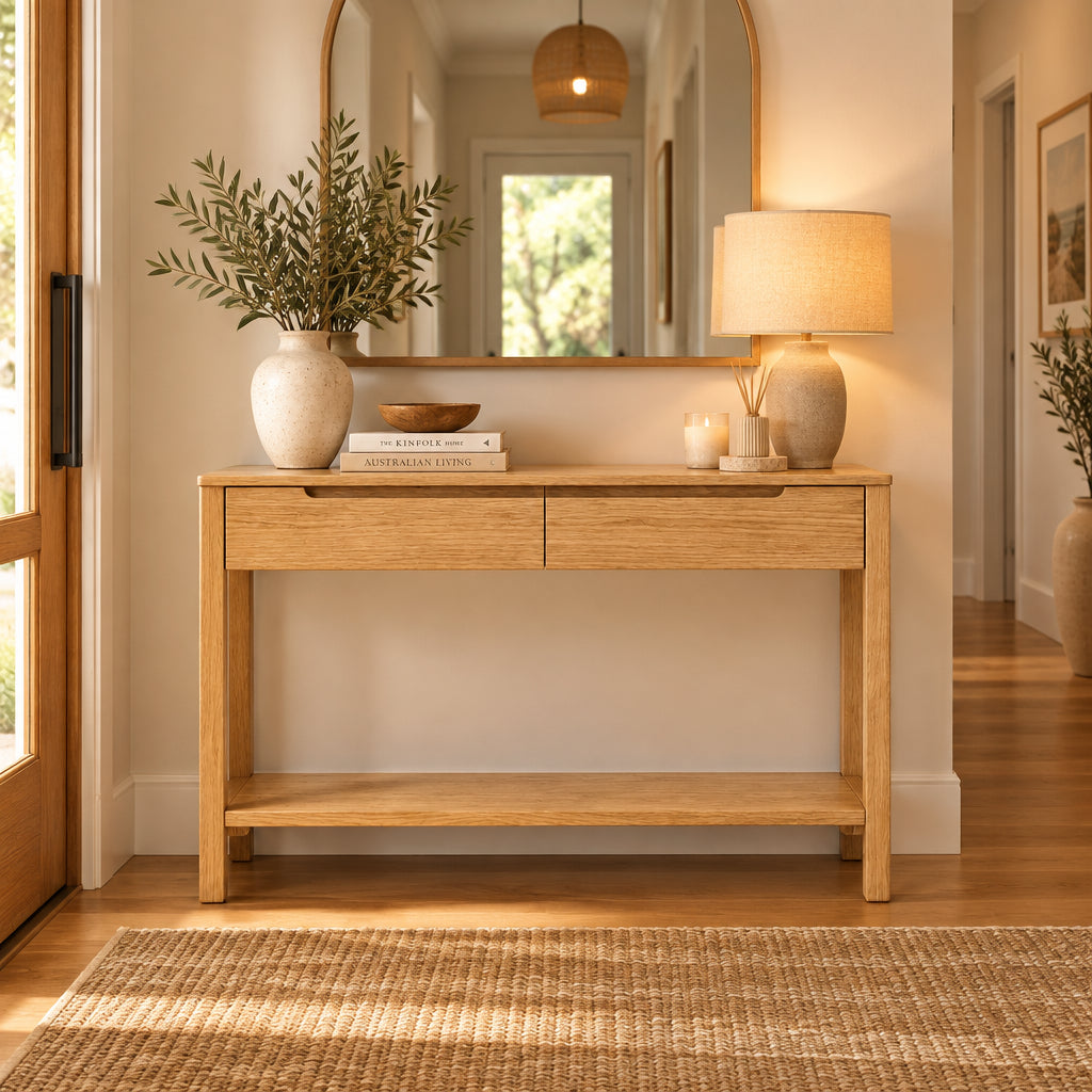 MD Laura Solid Timber 2 Drawer Hall Table