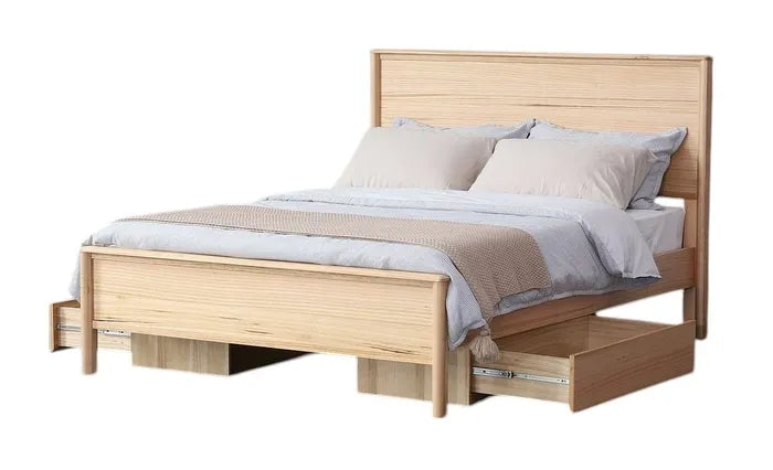 MD Laura Queen Bed + 2 Drawers- Natural Ash