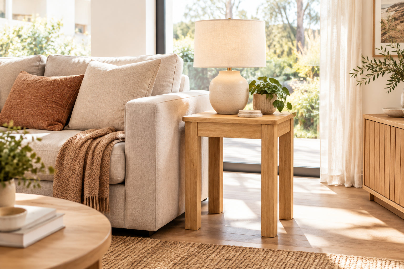 MD Laura Solid Timber Lamp Table