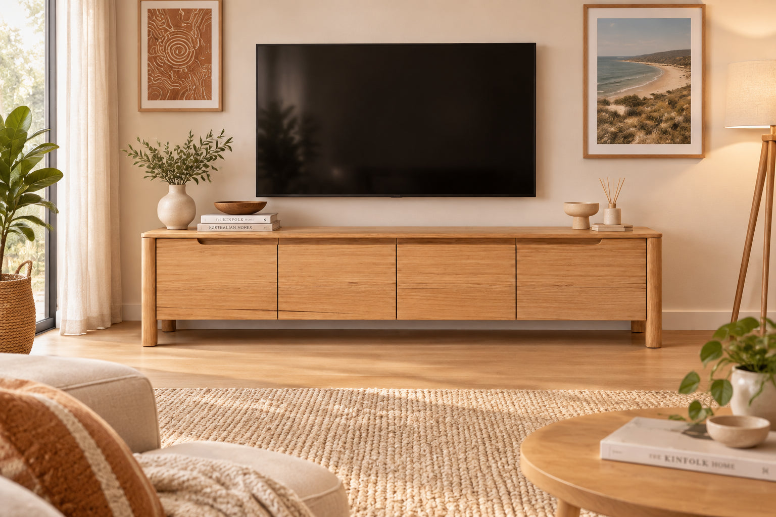MD Laura Solid Timber 4 Door TV Unit