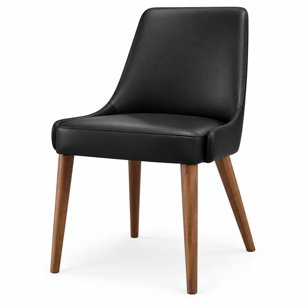 MD Picasa Timber Leg Genuine Leather Upholstered Dining Chair