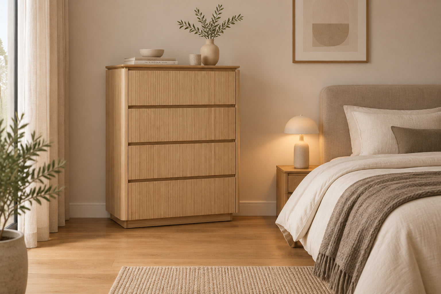 MD Prado Solid Timber 4 Drawer Tallboy