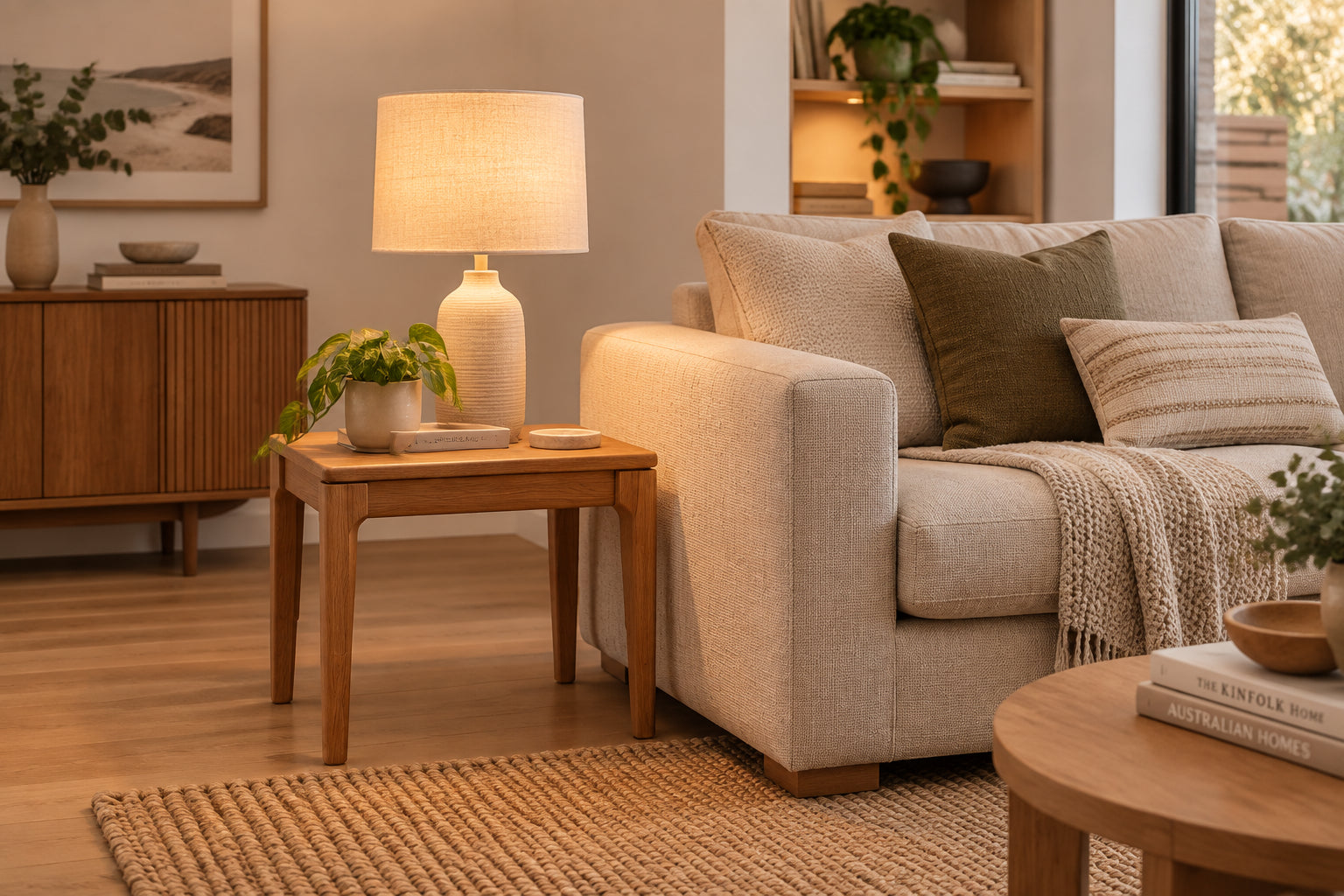 MD Pathway Solid Timber Square Lamp Table