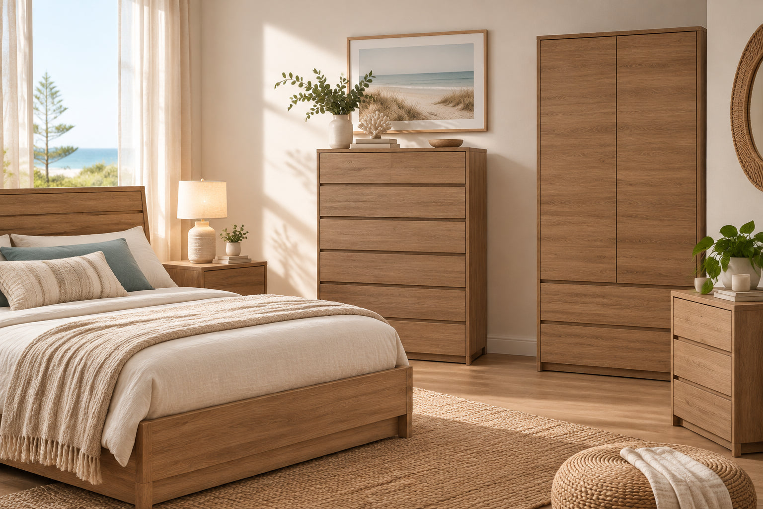 MD Pathway Solid Timber 5 Drawer Tallboy